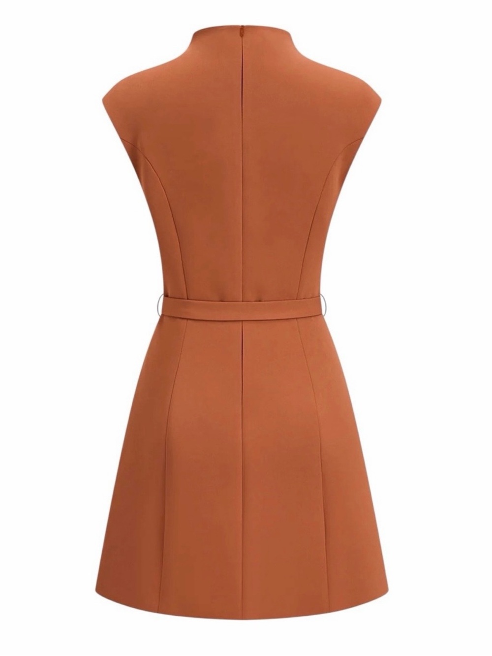 Commense Rust Orange Mini Dress Small NWT with Belt Sleeveless Tailored - Picture 2 of 9